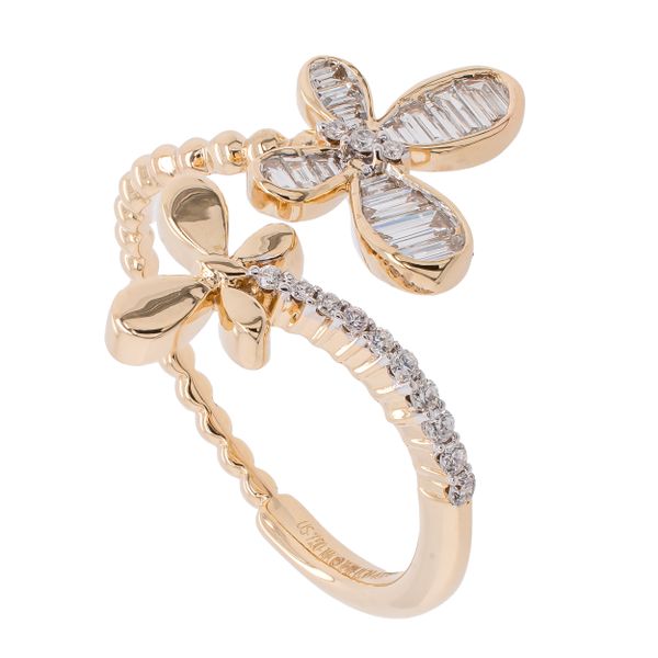14K Yellow Gold Diamond Butterrfly Bypass Ring Image 2 LeeBrant Jewelry & Watch Co Sandy Springs, GA