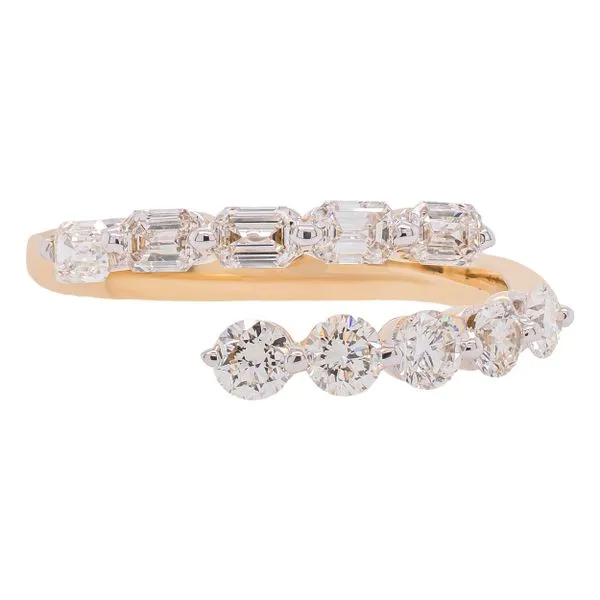 14K Yellow Gold Emerald and Round Diamond Wrap Band LeeBrant Jewelry & Watch Co Sandy Springs, GA