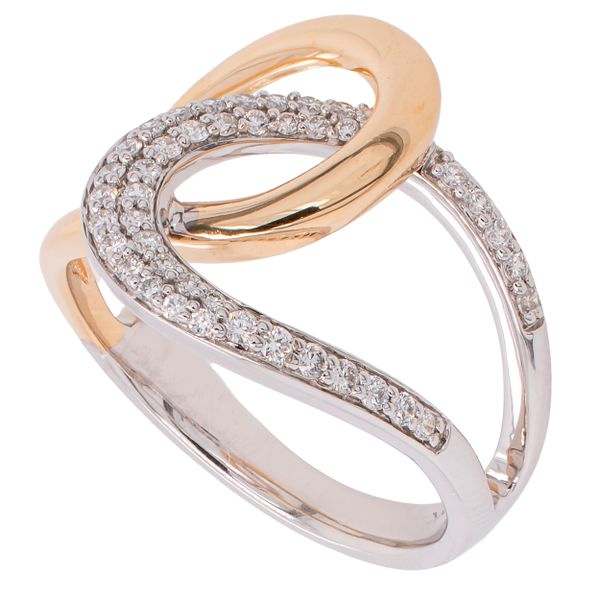 14K White and Yellow Gold Diamond Loop Fashion Ring Image 2 LeeBrant Jewelry & Watch Co Sandy Springs, GA
