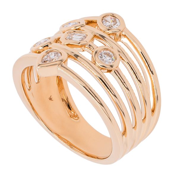 14K Yellow Gold Shape Diamond Stacked Fashion Ring Image 2 LeeBrant Jewelry & Watch Co Sandy Springs, GA