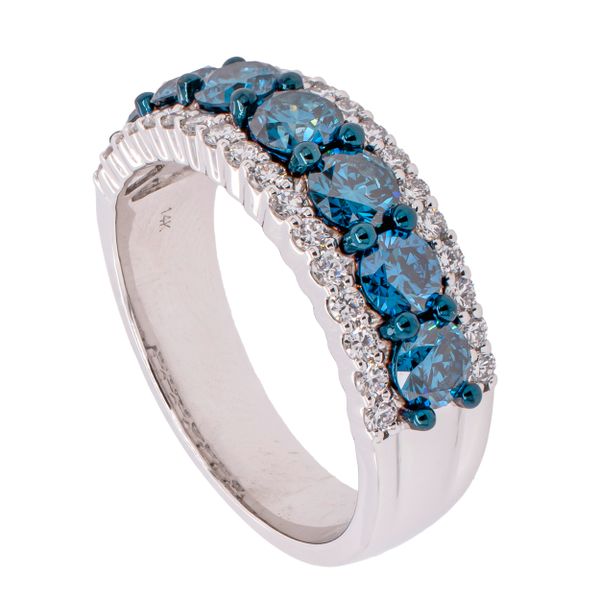 14K White Gold Blue Diamond Fashion Ring Image 2 LeeBrant Jewelry & Watch Co Sandy Springs, GA