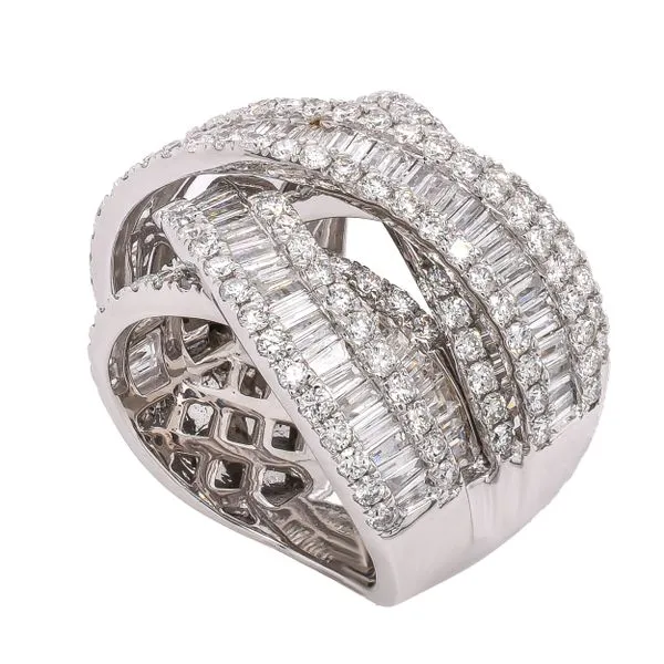 14K White Gold 5 Bypass Bagguette Diamond Fashion Ring Image 2 LeeBrant Jewelry & Watch Co Sandy Springs, GA