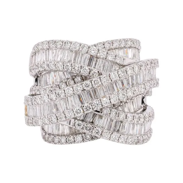 14K White Gold 5 Bypass Bagguette Diamond Fashion Ring LeeBrant Jewelry & Watch Co Sandy Springs, GA