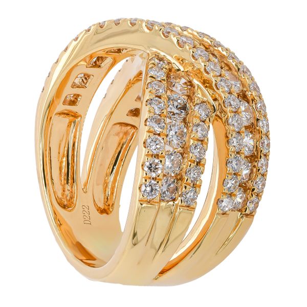 18K Yellow Gold Crossover Diamond Fashion Ring Image 2 LeeBrant Jewelry & Watch Co Sandy Springs, GA
