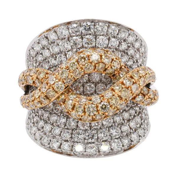 18K White and Yellow Gold Yellow Diamond Curved Twisted Fashion Ring LeeBrant Jewelry & Watch Co Sandy Springs, GA
