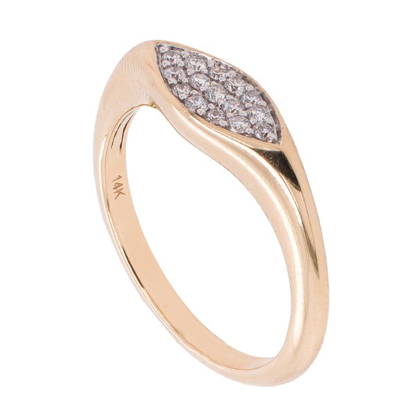 14K Yellow Gold Double Point Teardrop Pave Diamond Ring Image 2 LeeBrant Jewelry & Watch Co Sandy Springs, GA