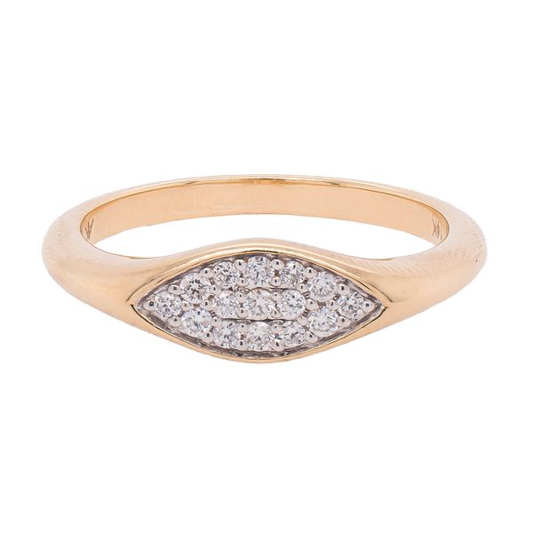 14K Yellow Gold Double Point Teardrop Pave Diamond Ring LeeBrant Jewelry & Watch Co Sandy Springs, GA