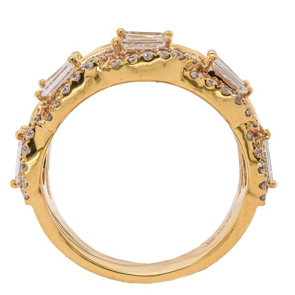 18K Yellow Gold Double Twist Baguette Diamond Ring Image 2 LeeBrant Jewelry & Watch Co Sandy Springs, GA