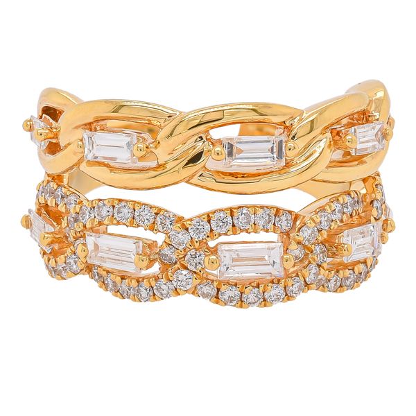 18K Yellow Gold Double Twist Baguette Diamond Ring LeeBrant Jewelry & Watch Co Sandy Springs, GA