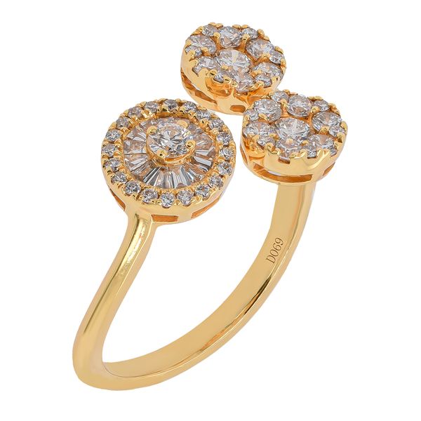 18K Yellow Gold Diamond Three Stone Bypass Ring | 0.69 CTW Natural Diamonds Image 2 LeeBrant Jewelry & Watch Co Sandy Springs, GA