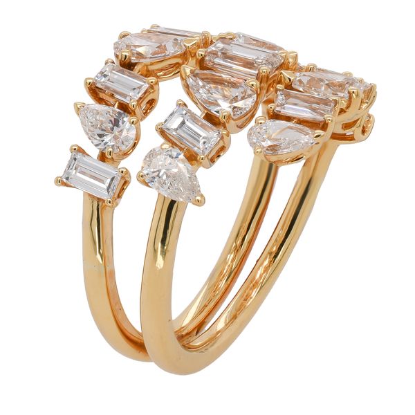 18K Yellow Gold Mixed-Cut Diamond Wrap Ring Image 2 LeeBrant Jewelry & Watch Co Sandy Springs, GA