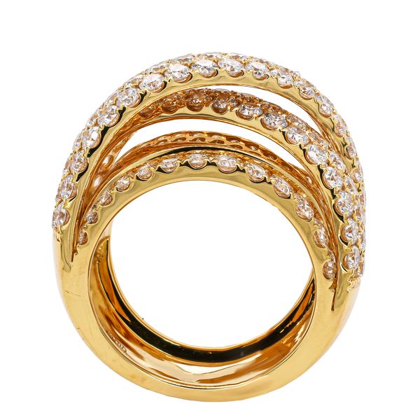 18K Yellow Gold 9-Row Crossover Diamond Ring Image 2 LeeBrant Jewelry & Watch Co Sandy Springs, GA