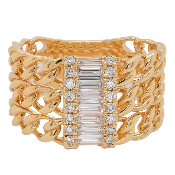 18K Yellow Gold Diamond 3 Row Chain Link Ring | 0.50 CTW Natural Diamonds LeeBrant Jewelry & Watch Co Sandy Springs, GA