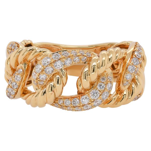 18K Yellow Gold Pavé Diamond Rope Chain Link Ring LeeBrant Jewelry & Watch Co Sandy Springs, GA
