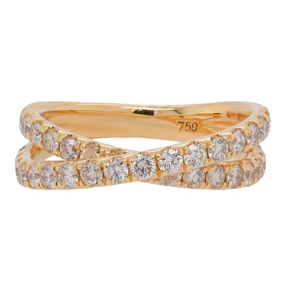18K Yellow Gold 2-Row Diamond Crossover Ring LeeBrant Jewelry & Watch Co Sandy Springs, GA