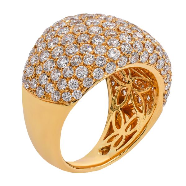 18K Yellow Gold Pave 16.5mm Wide Diamond Ring 4.52ctw Image 2 LeeBrant Jewelry & Watch Co Sandy Springs, GA
