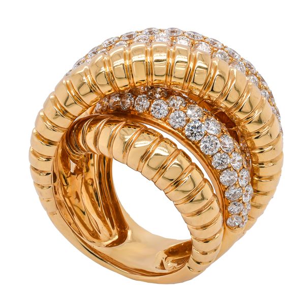 18K Yellow Gold Diamond Pave Rope Wrapped Fashion Ring Image 2 LeeBrant Jewelry & Watch Co Sandy Springs, GA