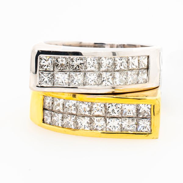 18K Two-Tone Gold Invisible-Set Princess Diamond Ring | 2.00 CTW Image 2 LeeBrant Jewelry & Watch Co Sandy Springs, GA