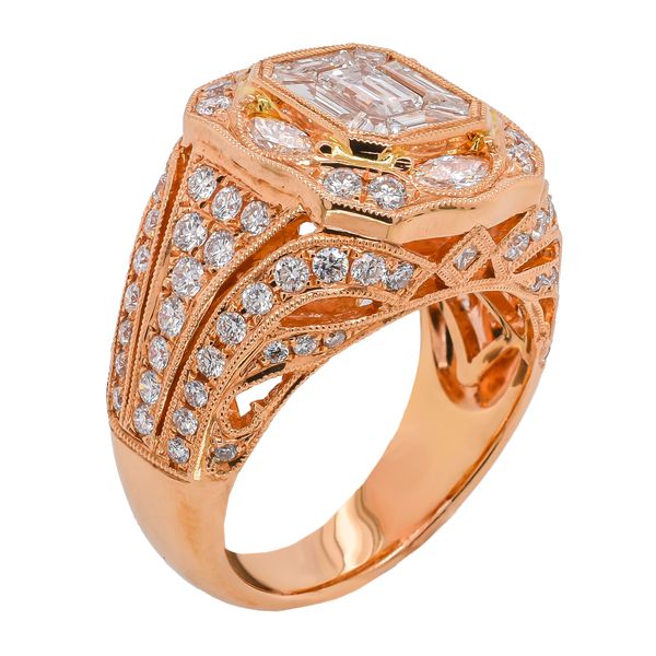 18K Rose Gold Antique Style Diamond Ring | 2.48 CTW Multi-Cut Diamonds Image 2 LeeBrant Jewelry & Watch Co Sandy Springs, GA