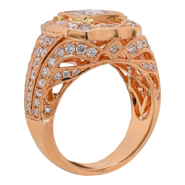 18K Rose Gold Antique Style Diamond Ring | 2.48 CTW Multi-Cut Diamonds Image 3 LeeBrant Jewelry & Watch Co Sandy Springs, GA