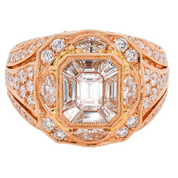 18K Rose Gold Antique Style Diamond Ring | 2.48 CTW Multi-Cut Diamonds LeeBrant Jewelry & Watch Co Sandy Springs, GA