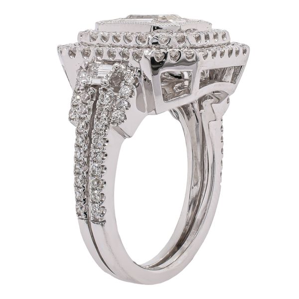 18K White Gold Emerald Cut Diamond Double Halo Ring | 2.46 CTW Image 2 LeeBrant Jewelry & Watch Co Sandy Springs, GA