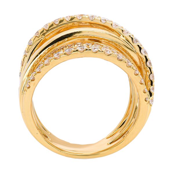 18K Yellow Gold Diamond Multi-Row Crossover Ring Image 2 LeeBrant Jewelry & Watch Co Sandy Springs, GA