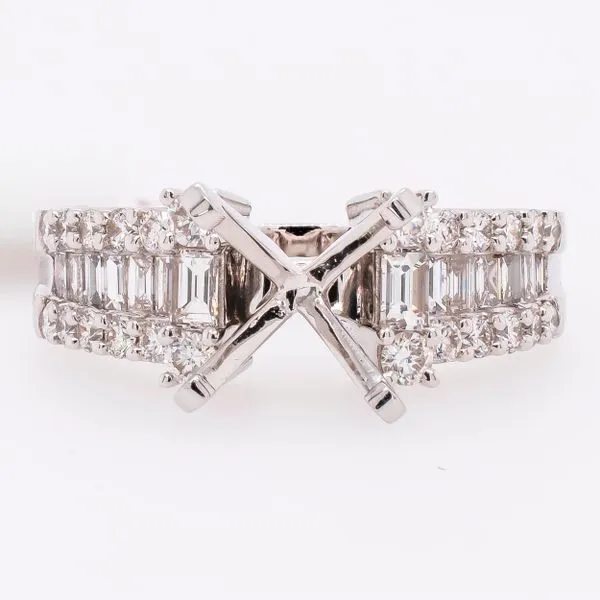 18K White Gold Contemporary Baguette Semi-Mount Diamond Ring with 2CT Mount LeeBrant Jewelry & Watch Co Sandy Springs, GA