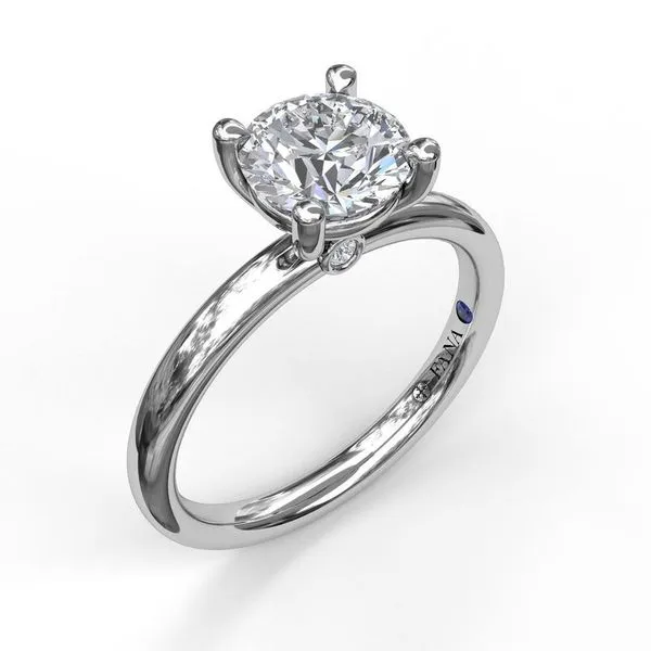 14K White Gold Solitaire Engagement Ring with Two Mounted Diamonds LeeBrant Jewelry & Watch Co Sandy Springs, GA