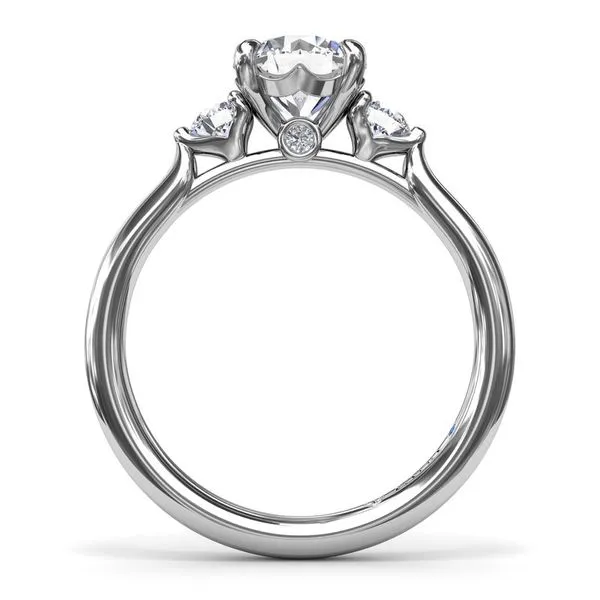 14K White Gold Semi-Mount Brilliant Cut Three Stone Engagement Ring Image 3 LeeBrant Jewelry & Watch Co Sandy Springs, GA