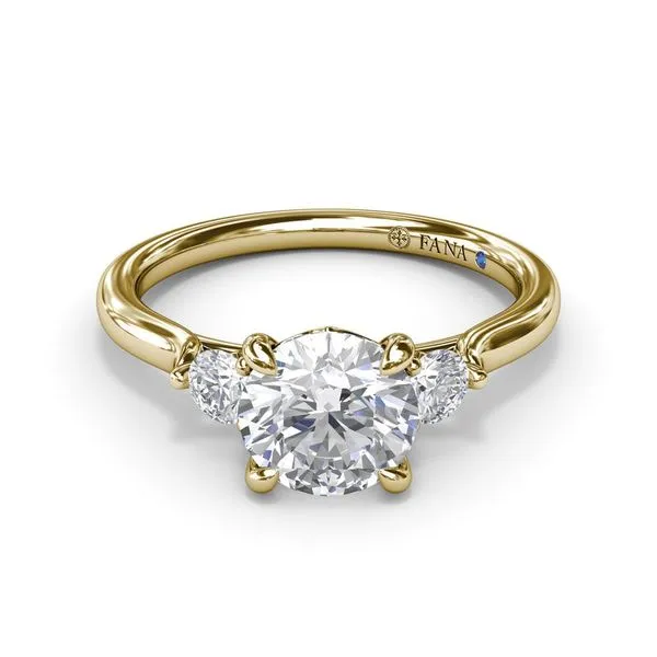 14K Yellow Gold Semi-Mount Brilliant Cut Three Stone Engagement Ring Image 2 LeeBrant Jewelry & Watch Co Sandy Springs, GA