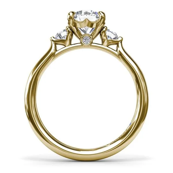 14K Yellow Gold Semi-Mount Brilliant Cut Three Stone Engagement Ring Image 3 LeeBrant Jewelry & Watch Co Sandy Springs, GA