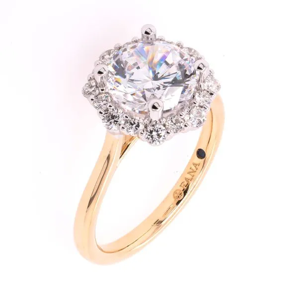 14K White and Yellow Gold Semi-Mount 2CT Flower Engagement Ring Image 2 LeeBrant Jewelry & Watch Co Sandy Springs, GA