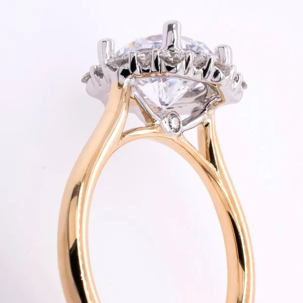 14K White and Yellow Gold Semi-Mount 2CT Flower Engagement Ring Image 3 LeeBrant Jewelry & Watch Co Sandy Springs, GA