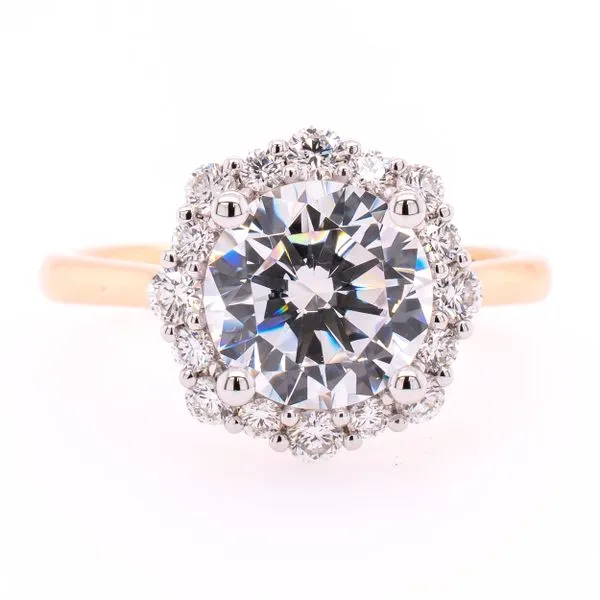 14K White and Yellow Gold Semi-Mount 2CT Flower Engagement Ring LeeBrant Jewelry & Watch Co Sandy Springs, GA