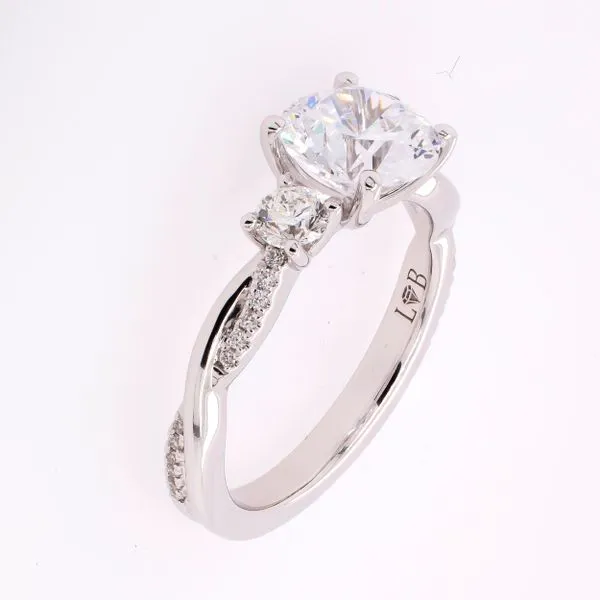 14K Three Stone Semi-Mount with 1.50CT Mount and Twisted Side Details Engagement Ring Image 2 LeeBrant Jewelry & Watch Co Sandy Springs, GA