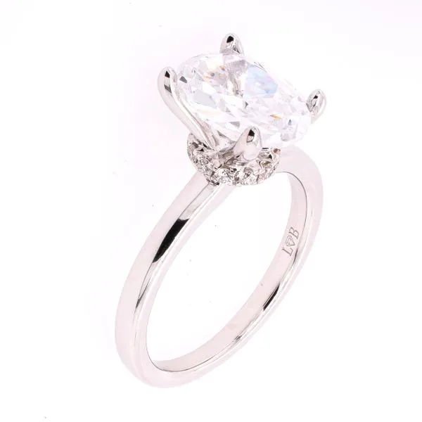 14K White Gold Oval CZ Semi-Mount 1.50CT Triangle Side Diamond Shank Engagement Ring Image 2 LeeBrant Jewelry & Watch Co Sandy Springs, GA