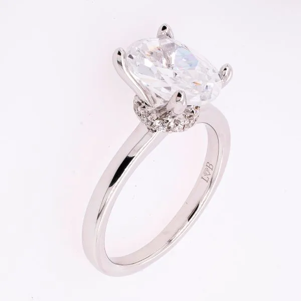 14K White Gold Oval CZ Semi-Mount 2.0CT with Hidden Diamond Halo Collar Engagement Ring Image 2 LeeBrant Jewelry & Watch Co Sandy Springs, GA