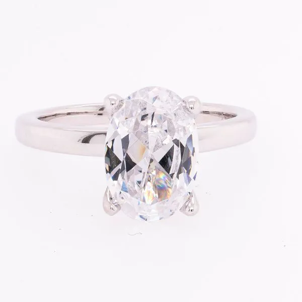 14K White Gold Oval CZ Semi-Mount 2.0CT with Hidden Diamond Halo Collar Engagement Ring LeeBrant Jewelry & Watch Co Sandy Springs, GA