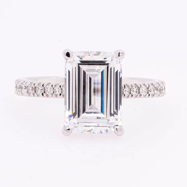 14K White Gold Emerald CZ Semi-Mount 3.00CT Hidden Diamond Halo Engagement Ring LeeBrant Jewelry & Watch Co Sandy Springs, GA