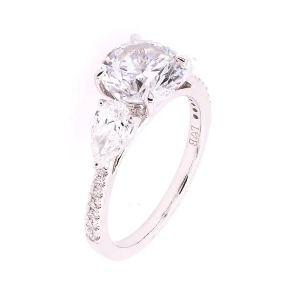 14K White Gold Three Stone Round CZ Semi-Mount 2.00CT with Diamond Shank Engagement Ring Image 2 LeeBrant Jewelry & Watch Co Sandy Springs, GA