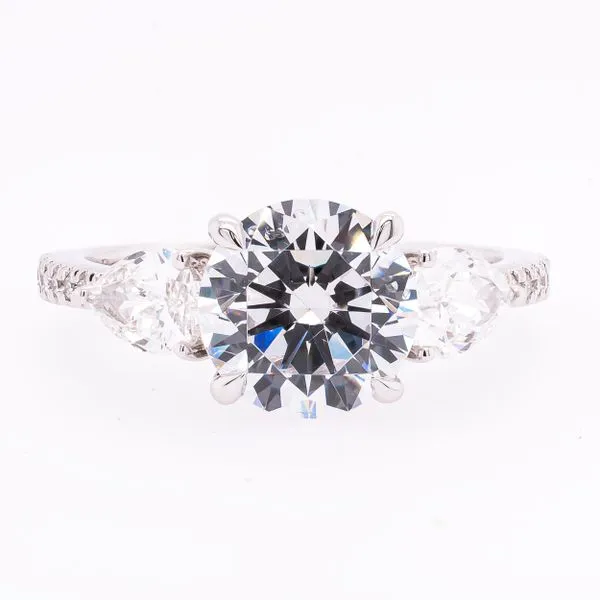 14K White Gold Three Stone Round CZ Semi-Mount 2.00CT with Diamond Shank Engagement Ring LeeBrant Jewelry & Watch Co Sandy Springs, GA