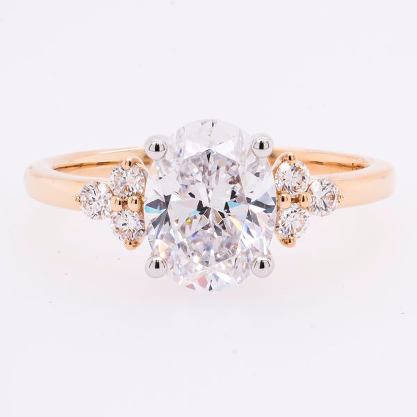 14K Yellow and White Gold Oval CZ Semi-Mount 2.00CT with Side Trapezoid Diamond Engagement Ring LeeBrant Jewelry & Watch Co Sandy Springs, GA