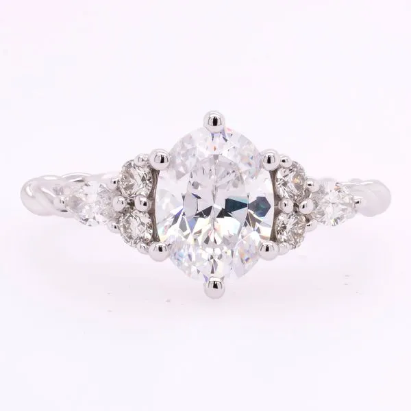 14K White Gold Oval CZ Semi-Mount 1.50CT with Twisted Side Marquise Diamond Engagement Ring LeeBrant Jewelry & Watch Co Sandy Springs, GA
