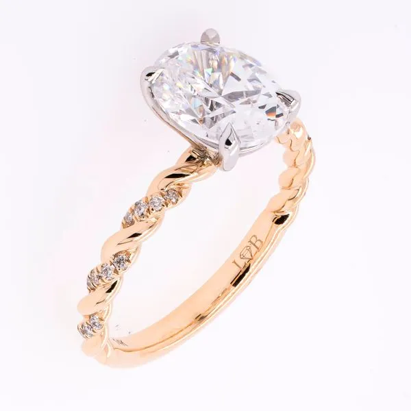 14K Yellow and White Gold Oval CZ Semi-Mount 2.00CT Twisted Side Engagement Ring Image 2 LeeBrant Jewelry & Watch Co Sandy Springs, GA