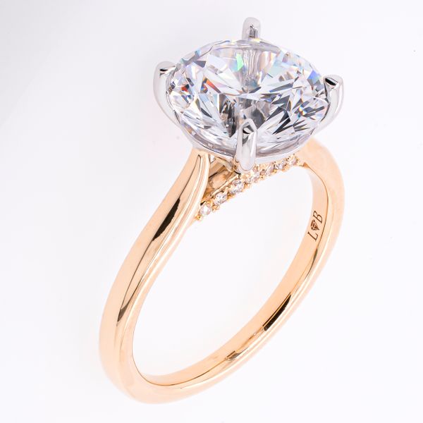 14K Yellow and White Gold Cathedral Semi-Mount CZ 3.00CT Diamond Engagement Ring Image 2 LeeBrant Jewelry & Watch Co Sandy Springs, GA