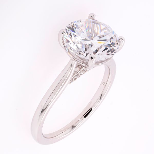 14K White Gold Cathedral Semi-Mount CZ 3.00CT Diamond Engagement Ring Image 2 LeeBrant Jewelry & Watch Co Sandy Springs, GA
