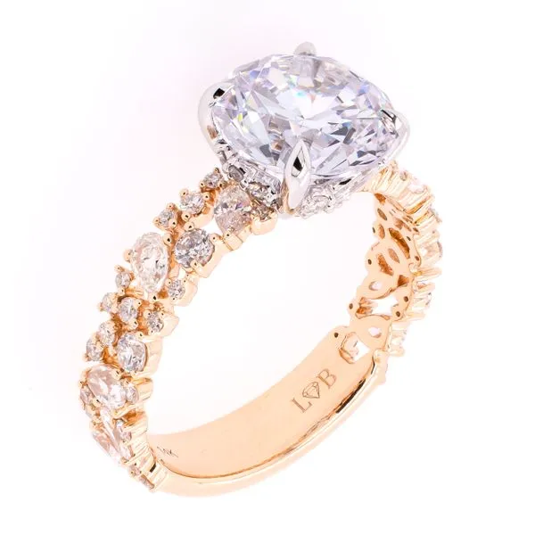 14K Yellow and White Gold Cluster Diamond Shank Semi-Mount 2.50CT Engagement Ring LeeBrant Jewelry & Watch Co Sandy Springs, GA