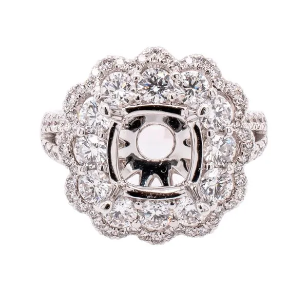 18K White Gold Flower Rnd Unset Ring with 2ct Head LeeBrant Jewelry & Watch Co Sandy Springs, GA