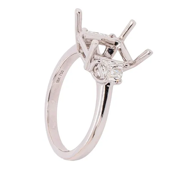 18K White Gold Three Stone Unset Ring with 2ct Em Center Image 2 LeeBrant Jewelry & Watch Co Sandy Springs, GA